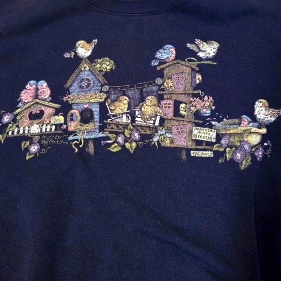 Vintage Northern Reflections Sweatshirt Country Cottage Granny Bird House Medium - Picture 3 of 6